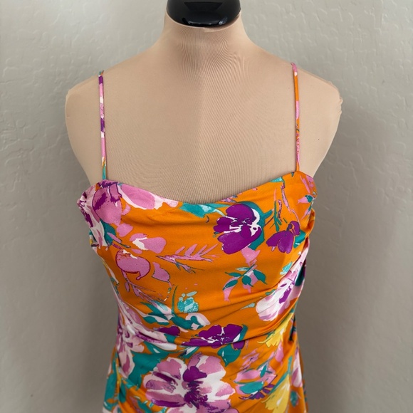 ASTR the Label Cerinthe Satin Floral Mini Dress in Orange - Picture 6 of 17